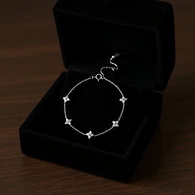Women's Delicate Chain Bracelet with Crystal Clover Charms