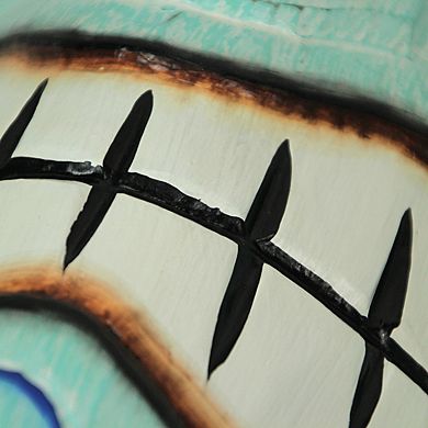 Set of 2 Polynesian Tiki Mask Wall Hangings - 20" - Aqua Blue