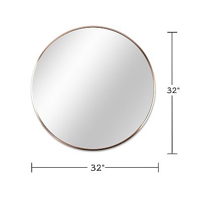 KWPZQEB 32 Inch Modern Metal Frame Round Bathroom Mirror for Wall, Entryway, Bathroom