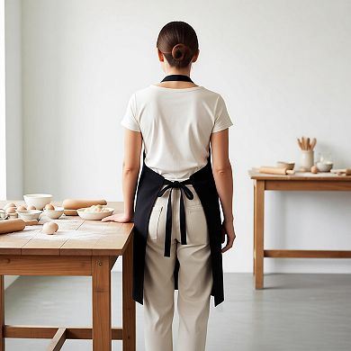 Kitchen Apron Cotton Blend Adjustable Neck Apron with Pocket for Cooking Baking Crafting