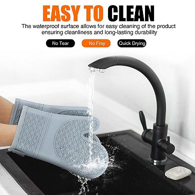 Silicone oven gloves with heat-resistant cotton lining