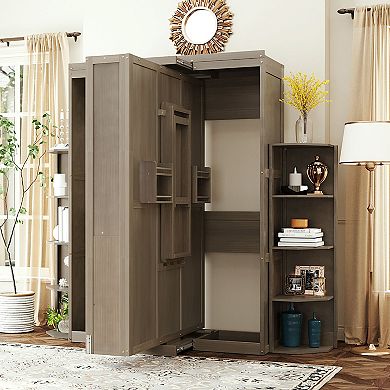 Loheer Rotating Murphy Bed with Hidden Cabinet and Convertible Desk