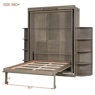 Loheer Rotating Murphy Bed with Hidden Cabinet and Convertible Desk