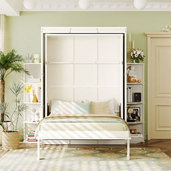 Loheer Rotating Murphy Bed with Hidden Cabinet and Convertible Desk