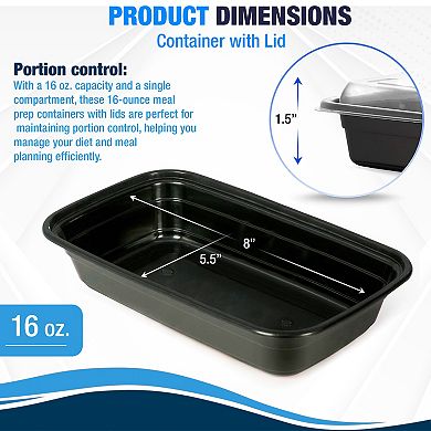 Meal Prep Containers W/Lids -Square Food Storage BPA-Free Stackable- 16oz