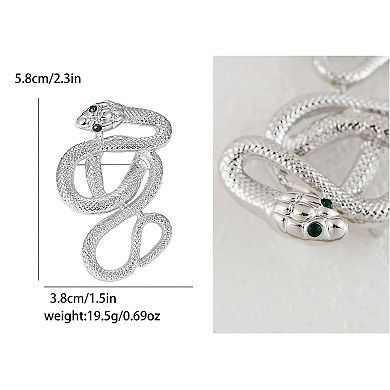 Crystal Rhinestone Snake Brooch Necklace for Halloween and Cosplay