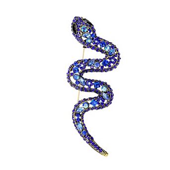 Crystal Rhinestone Snake Brooch Necklace for Halloween and Cosplay