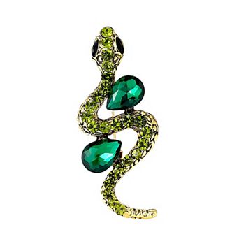 Crystal Rhinestone Snake Brooch Necklace for Halloween and Cosplay