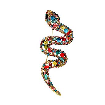Crystal Rhinestone Snake Brooch Necklace for Halloween and Cosplay