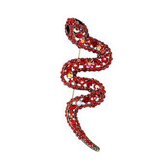 Crystal Rhinestone Snake Brooch Necklace for Halloween and Cosplay