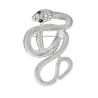 Crystal Rhinestone Snake Brooch Necklace for Halloween and Cosplay