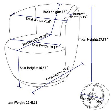 Teddy fabric sofa chair, rotating armchair, high-elastic foam,Special seats