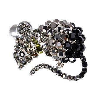 Cute Mouse Rat Pet Silvery Tone Ombre Rhinestone Crystal Animal Critter Pin Brooch