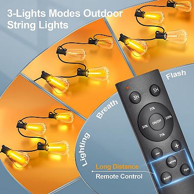 100FT waterproof outdoor light string with remote control and adjustable features