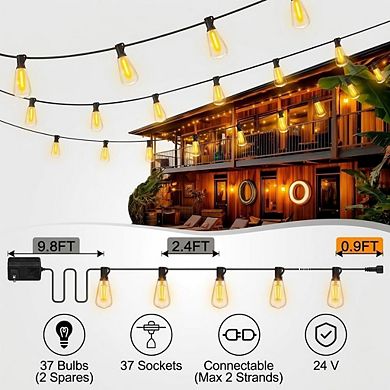 100FT waterproof outdoor light string with remote control and adjustable features
