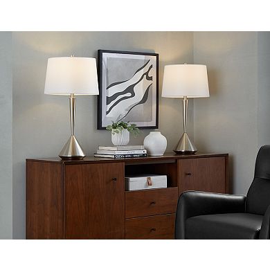 Loheer Modern Metal Table Lamp Set of 2 with Linen Shade