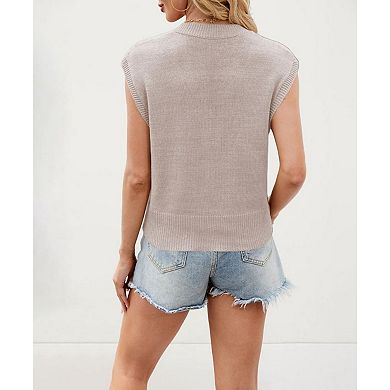Women's Sweater Vest Classic V Neck Uniform Pullover Knitwear Tops Sleeveless Knitted Vests