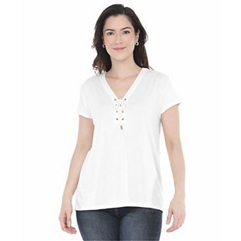 Women’s V-Neck Front Tie Pullover Top