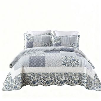 Floral Patchwork Reversible Bedspread