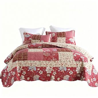 Floral Patchwork Reversible Bedspread