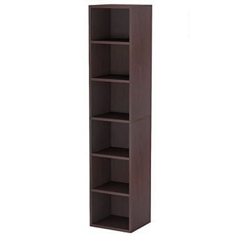 6 tier Narrow Cube Bookshelf with Shelves for Books, Photos, and Decor