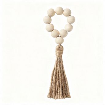 Wooden Bead Napkin Rings, Set of 12, Country Style Tassel Napkin Rings