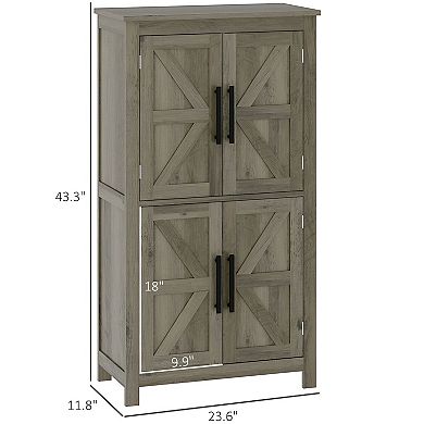Farmhouse Bathroom Floor Cabinet with Barn Doors and Adjustable Shelves