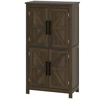 Farmhouse Bathroom Floor Cabinet with Barn Doors and Adjustable Shelves