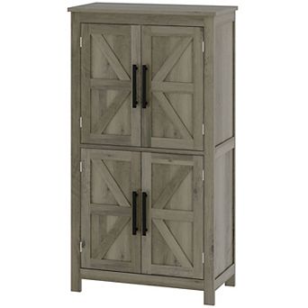 Farmhouse Bathroom Floor Cabinet with Barn Doors and Adjustable Shelves