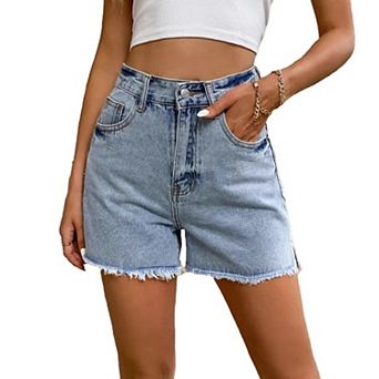 Womens Jean Shorts Summer High Waisted Denim Shorts With Pockets