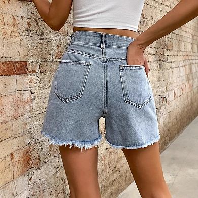 Womens Jean Shorts Summer High Waisted Denim Shorts With Pockets
