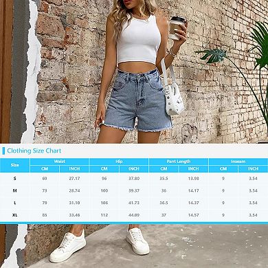 Womens Jean Shorts Summer High Waisted Denim Shorts With Pockets