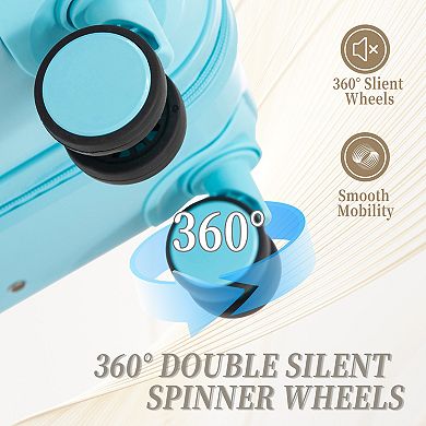 KWPZQEB ABS Spinner Wheel Hardside Luggage Set with Fully Lined Interior, Stripe, 3PCS