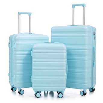KWPZQEB ABS Spinner Wheel Hardside Luggage Set with Fully Lined Interior, Stripe, 3 pc