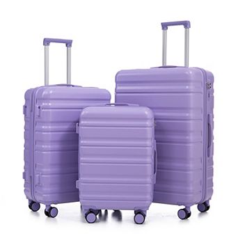 KWPZQEB ABS Spinner Wheel Hardside Luggage Set with Fully Lined Interior, Stripe, 3 pc