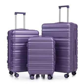 KWPZQEB ABS Spinner Wheel Hardside Luggage Set with Fully Lined Interior, Stripe, 3 pc