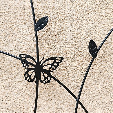 Loheer 4 Pack Metal Garden Trellis for Climbing Plants with Butterfly Decor