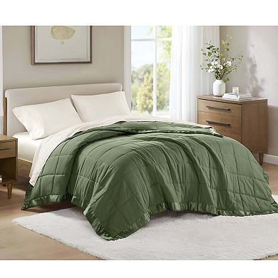 Lightweight Down Alternative Blanket with Satin Trim