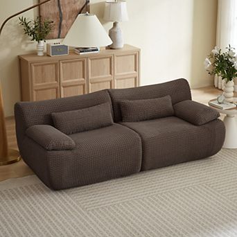 Loheer Cloud Loveseat Sofa Modern Modular Sectional Corduroy Couch with Pocket Spring Support