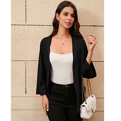 Lightweight Cardigans for Women Batwing Long Sleeve Drape Open Front Casual Loose Cardigan Sweaters