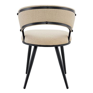 Loheer Modern Upholstered Dining Chairs with Black Metal Legs Set of 2
