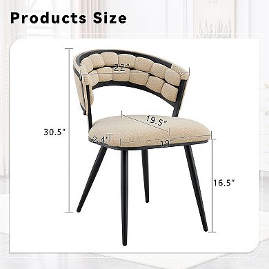 Loheer Modern Upholstered Dining Chairs with Black Metal Legs Set of 2