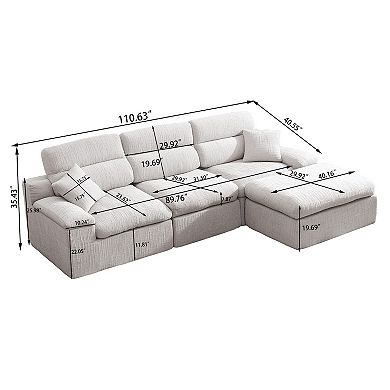 Loheer Corner Chaise Sofa with High Backrest and Slub Chenille L Shaped Sectional Sleeper Couch