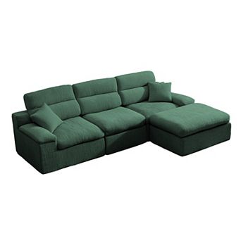 Loheer Corner Chaise Sofa with High Backrest and Slub Chenille L Shaped Sectional Sleeper Couch