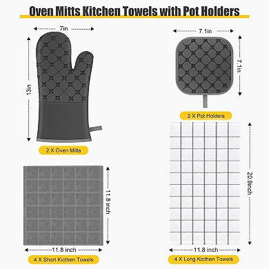 Oven Mitt Set Heat Resistant 500°F Non-Slip Silicone