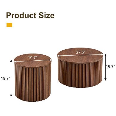 Loheer 2 Piece Nesting Coffee Table Set with Roman Column Design and Hidden Storage