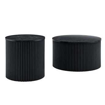 Loheer 2 pc Nesting Coffee Table Set with Roman Column Design and Hidden Storage