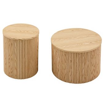 Loheer 2 pc Nesting Coffee Table Set with Roman Column Design and Hidden Storage