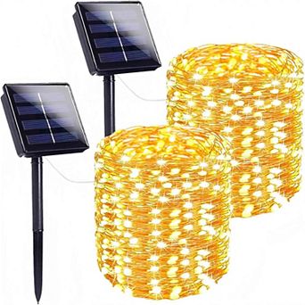 144FT Solar String Lights for Outside, 400LED Lights with 8 Modes, Warm White