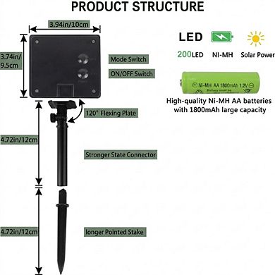 144FT Solar String Lights for Outside, 400LED Lights with 8 Modes, Warm White